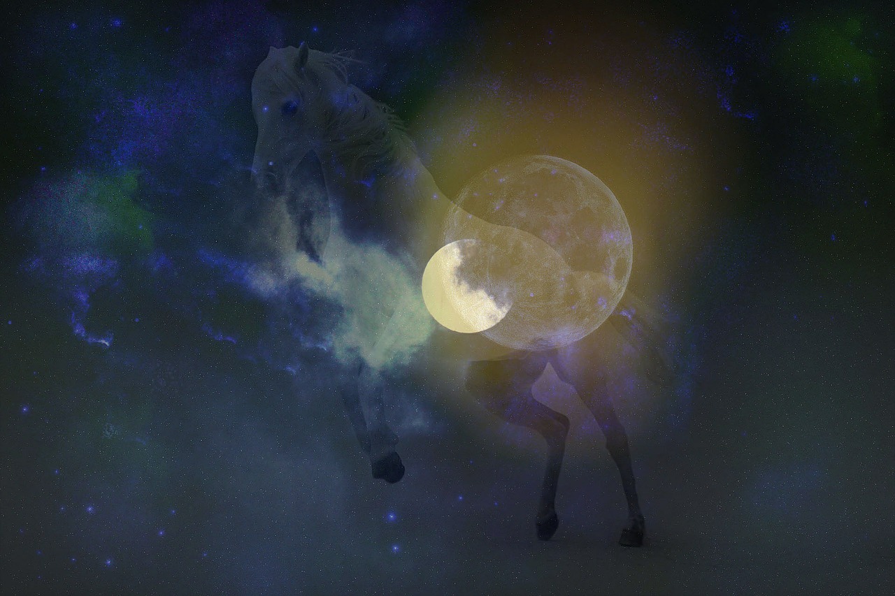 ghost horse moon sky free photo