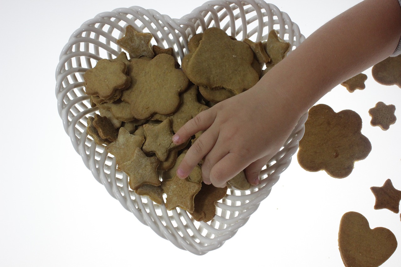 gingerbread the child's hand sweets free photo
