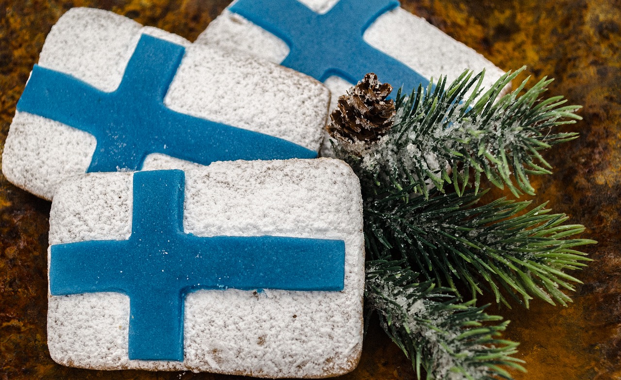 gingerbread cookie flag of finland free photo