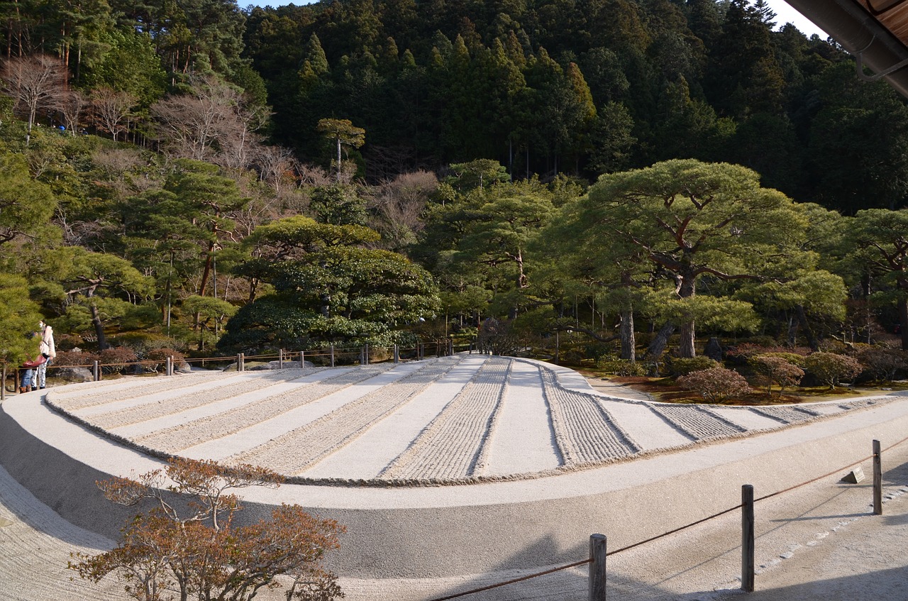 ginkaku-ji raked sand garden free photo