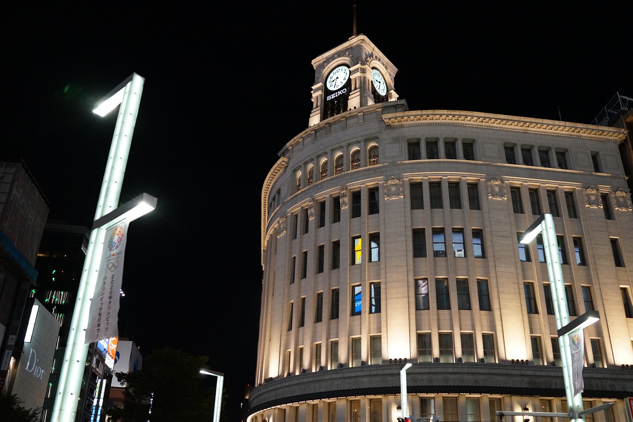 ginza japan clock tower free photo