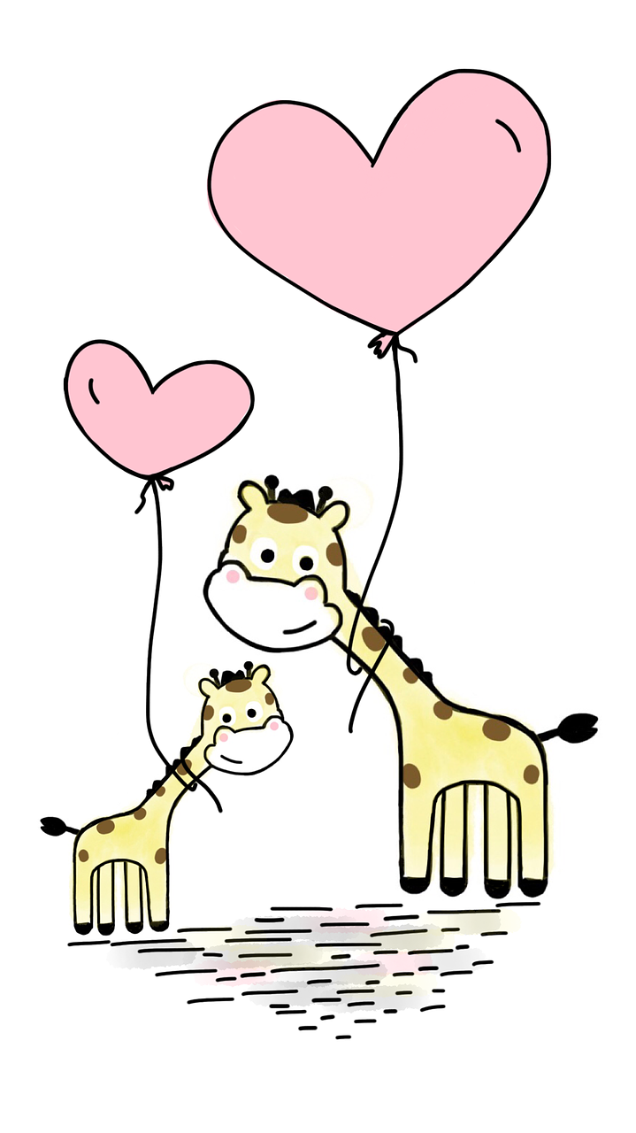 giraffe love balloon free photo