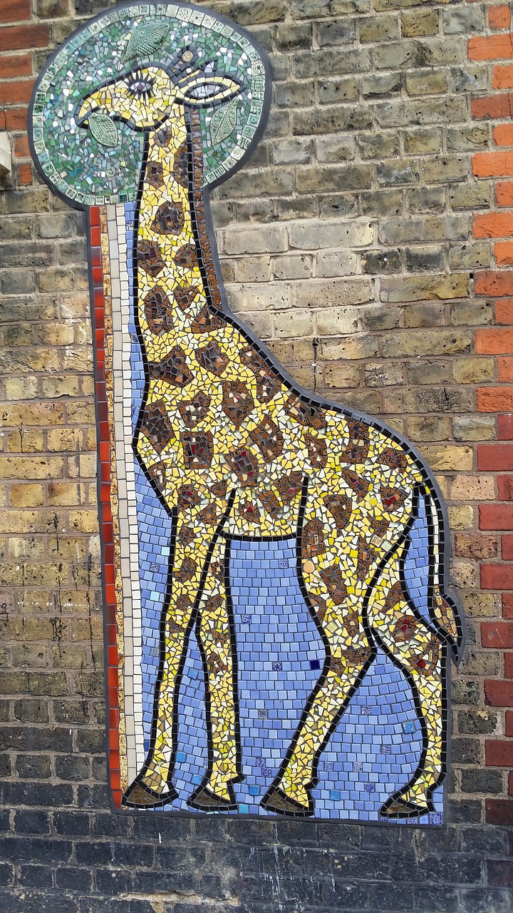 giraffe mosaic mural free photo