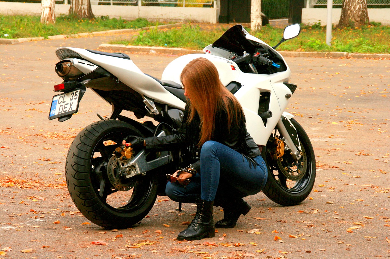 girl motorcycle leather jacket free photo