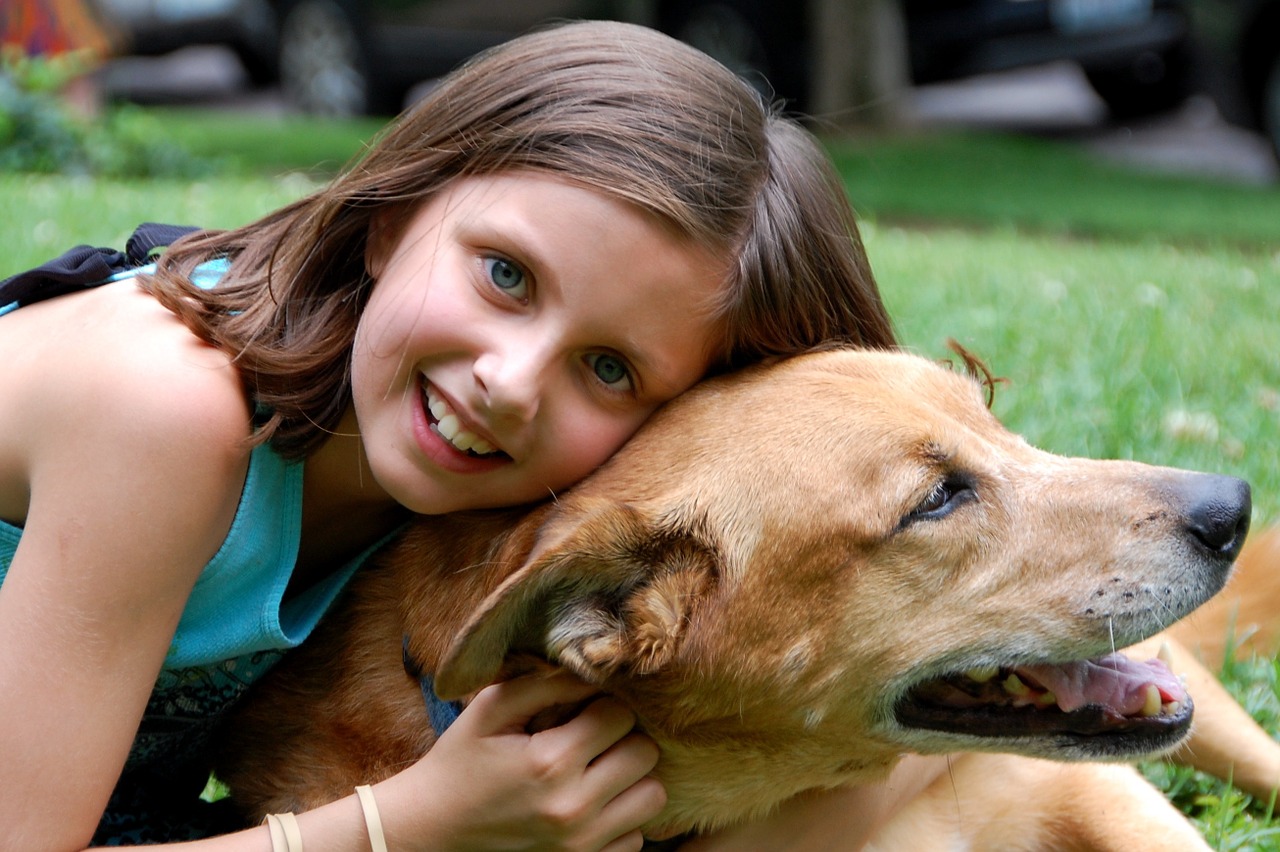 girl dog love free photo