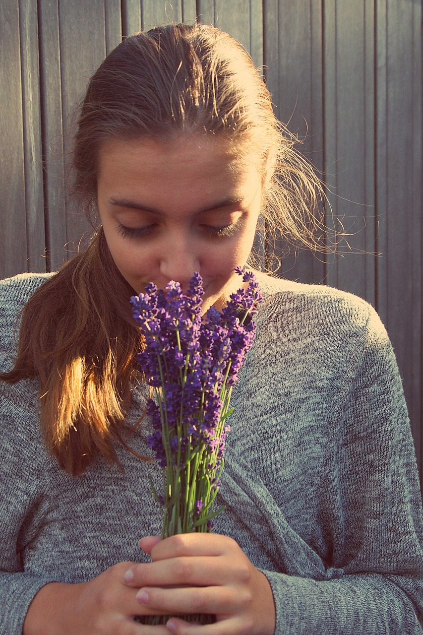 girl lavender long hair free photo