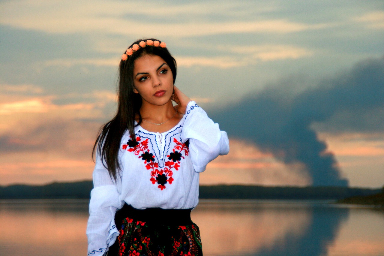 girl lake sunset free photo