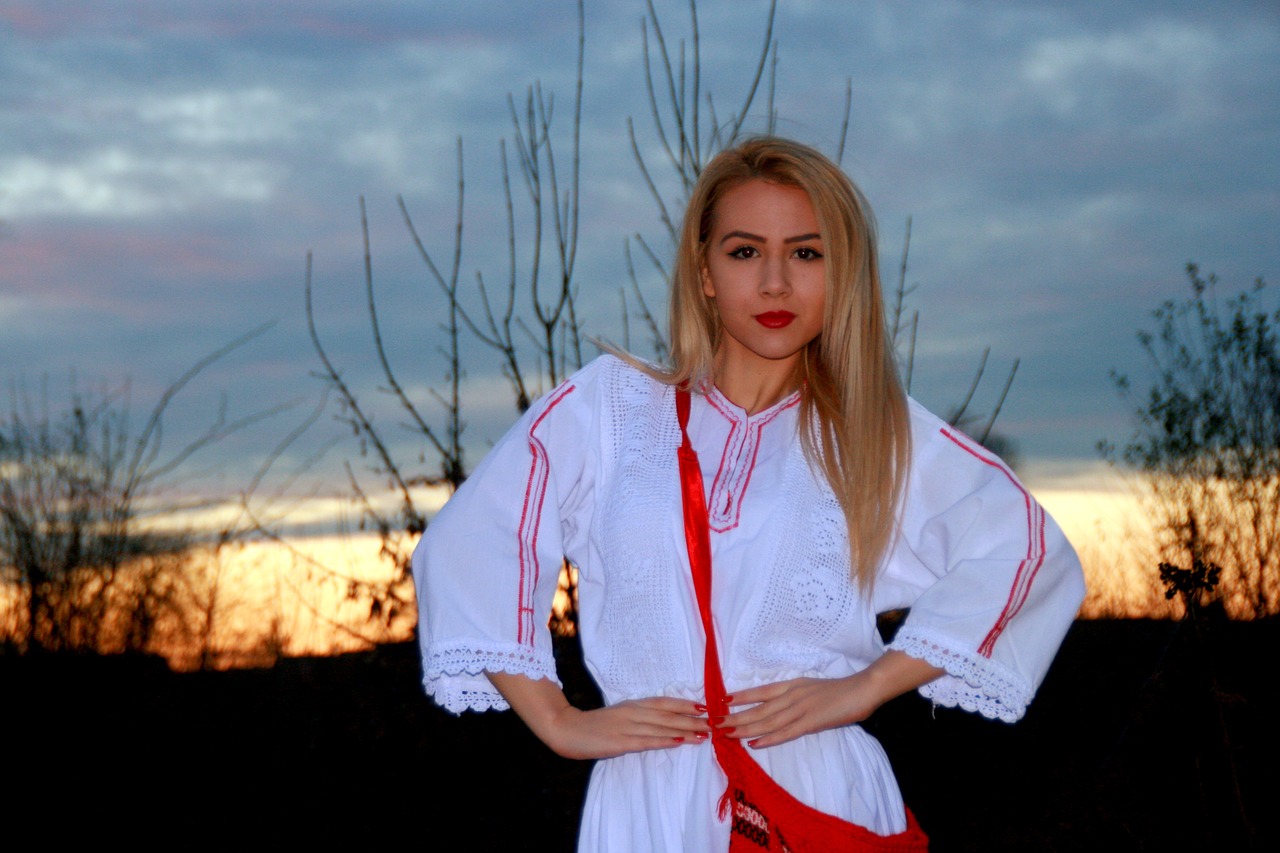 girl traditional costume sunset free photo