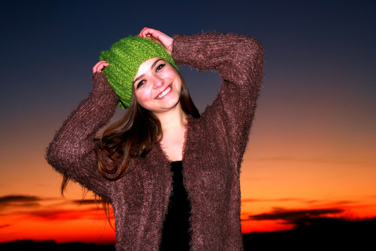 girl sunset in the evening free photo