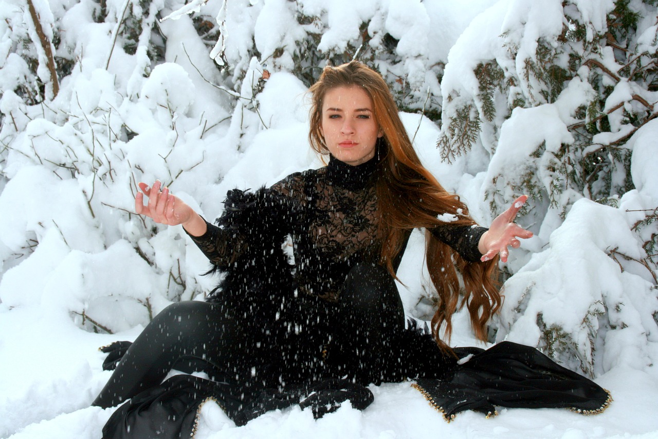 girl snow long hair free photo