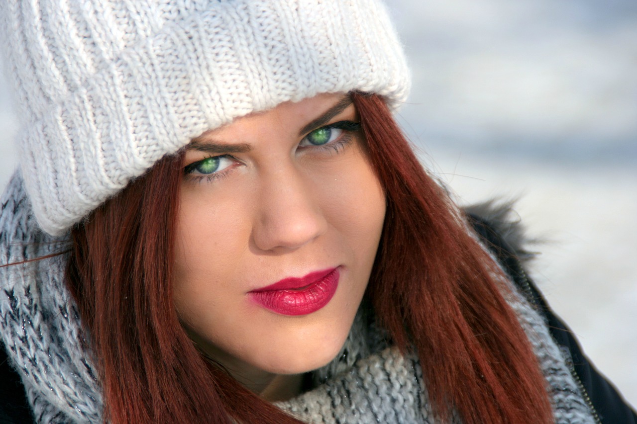 girl green eyes red hair free photo