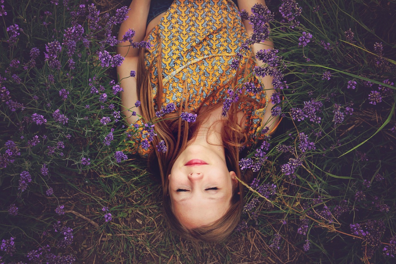 girl lavender asleep free photo