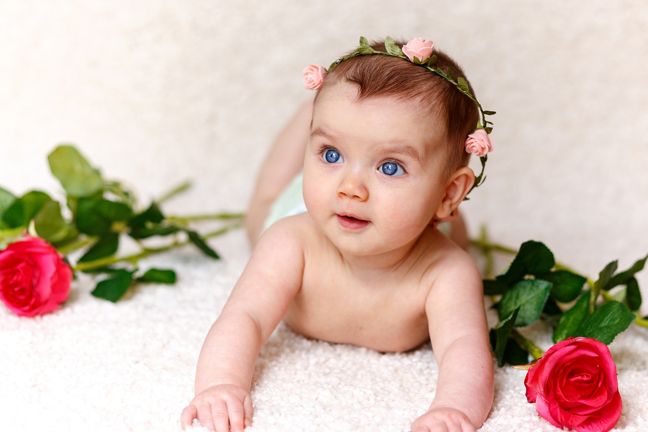 girl baby roses free photo