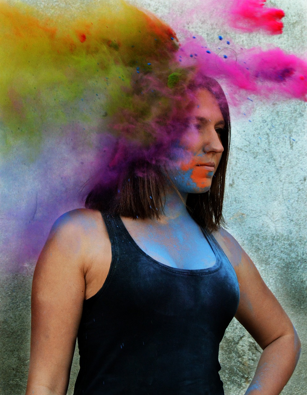 girl colors holi free photo