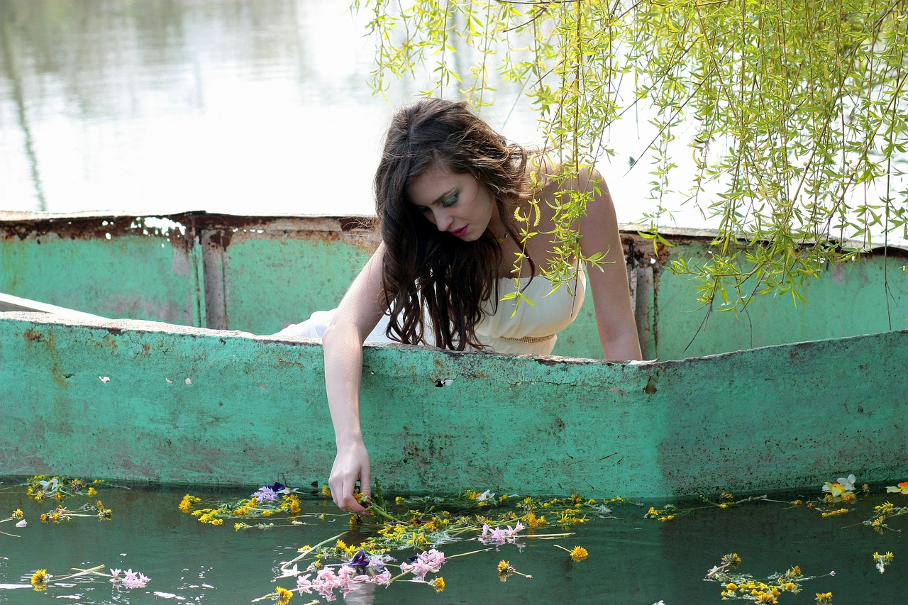 girl boat water free photo