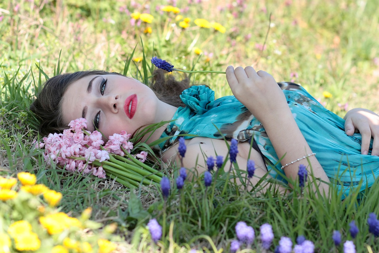 girl flowers spring free photo