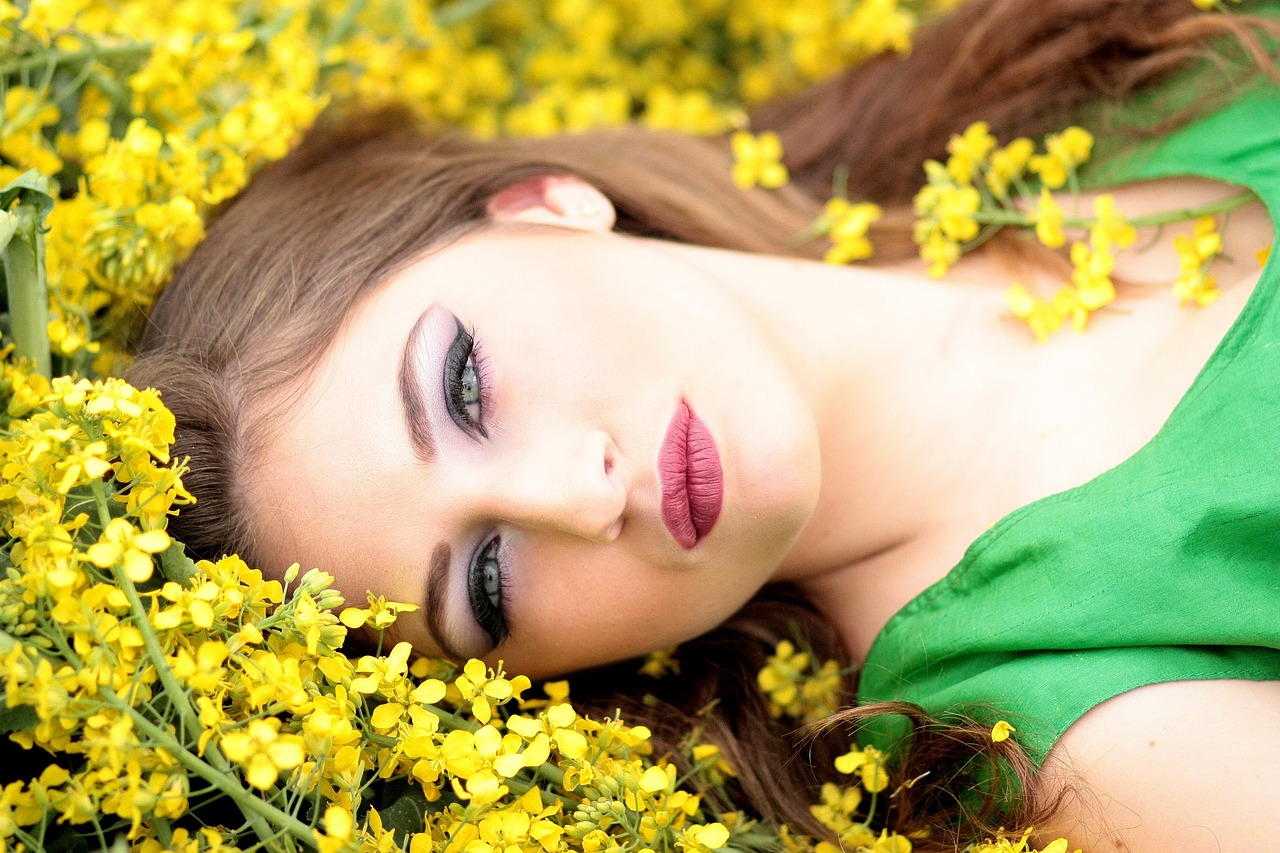 girl flowers yellow free photo