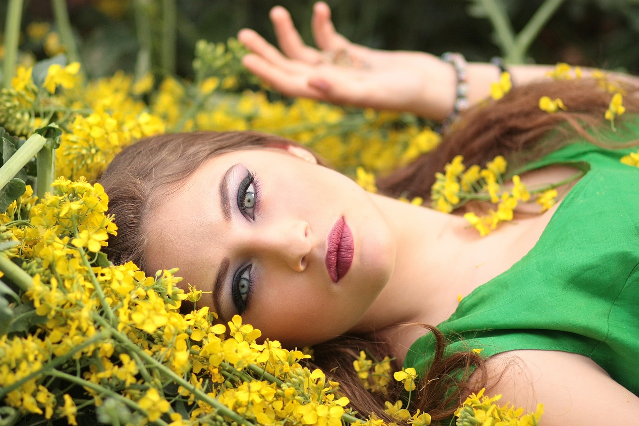 girl flowers yellow free photo