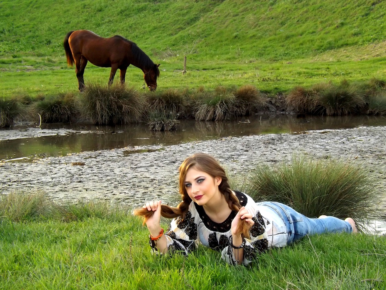 girl horse rustic free photo