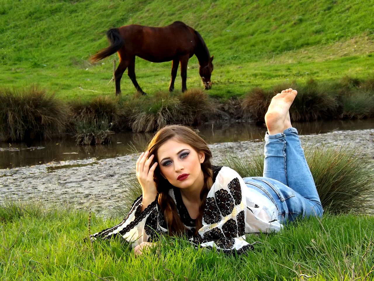girl horse rustic free photo