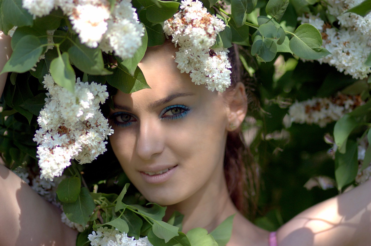 girl lilac flower free photo