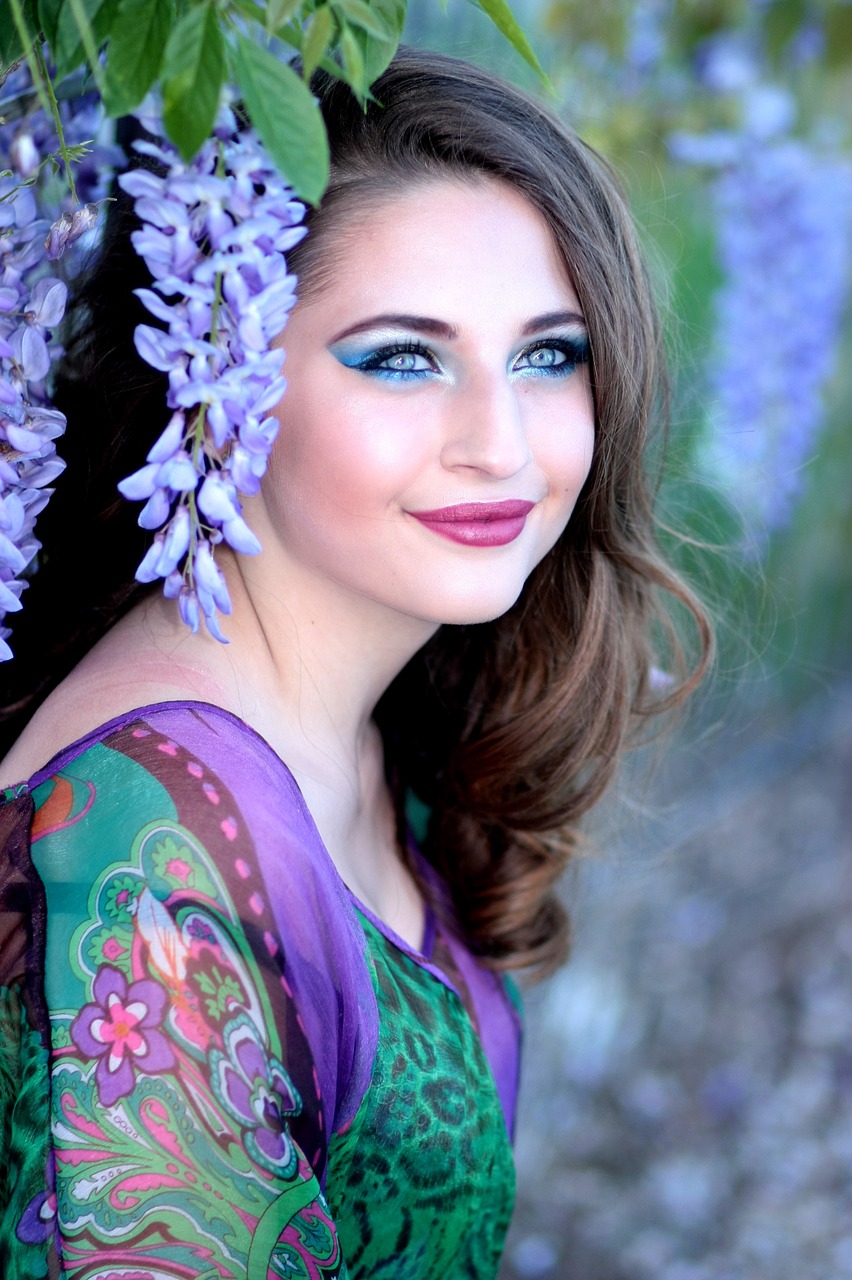 girl flowers violet free photo