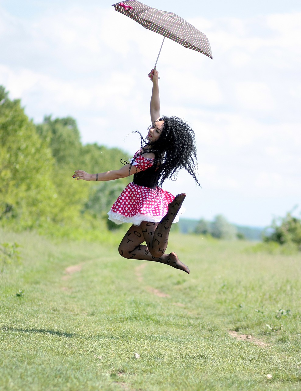 girl umbrella bounce free photo