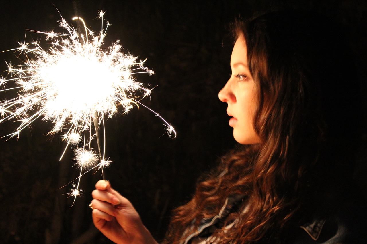 girl sparkler fireworks free photo