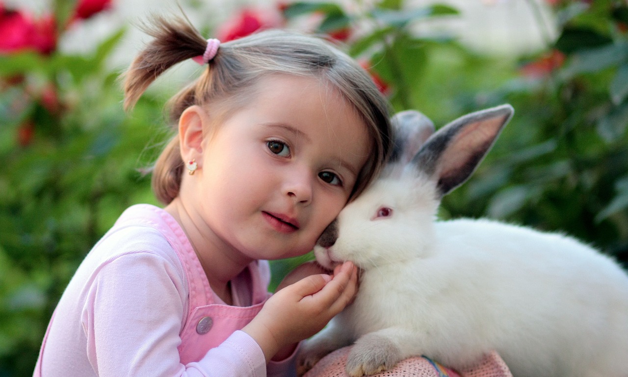 girl rabbit friendship free photo