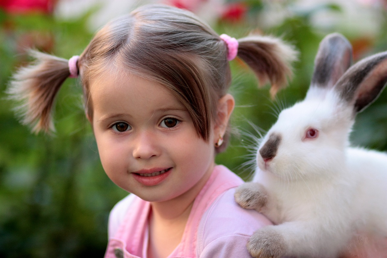 girl rabbit friendship free photo