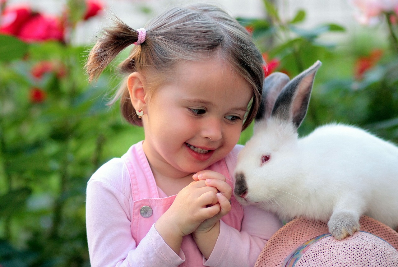 girl rabbit friendship free photo