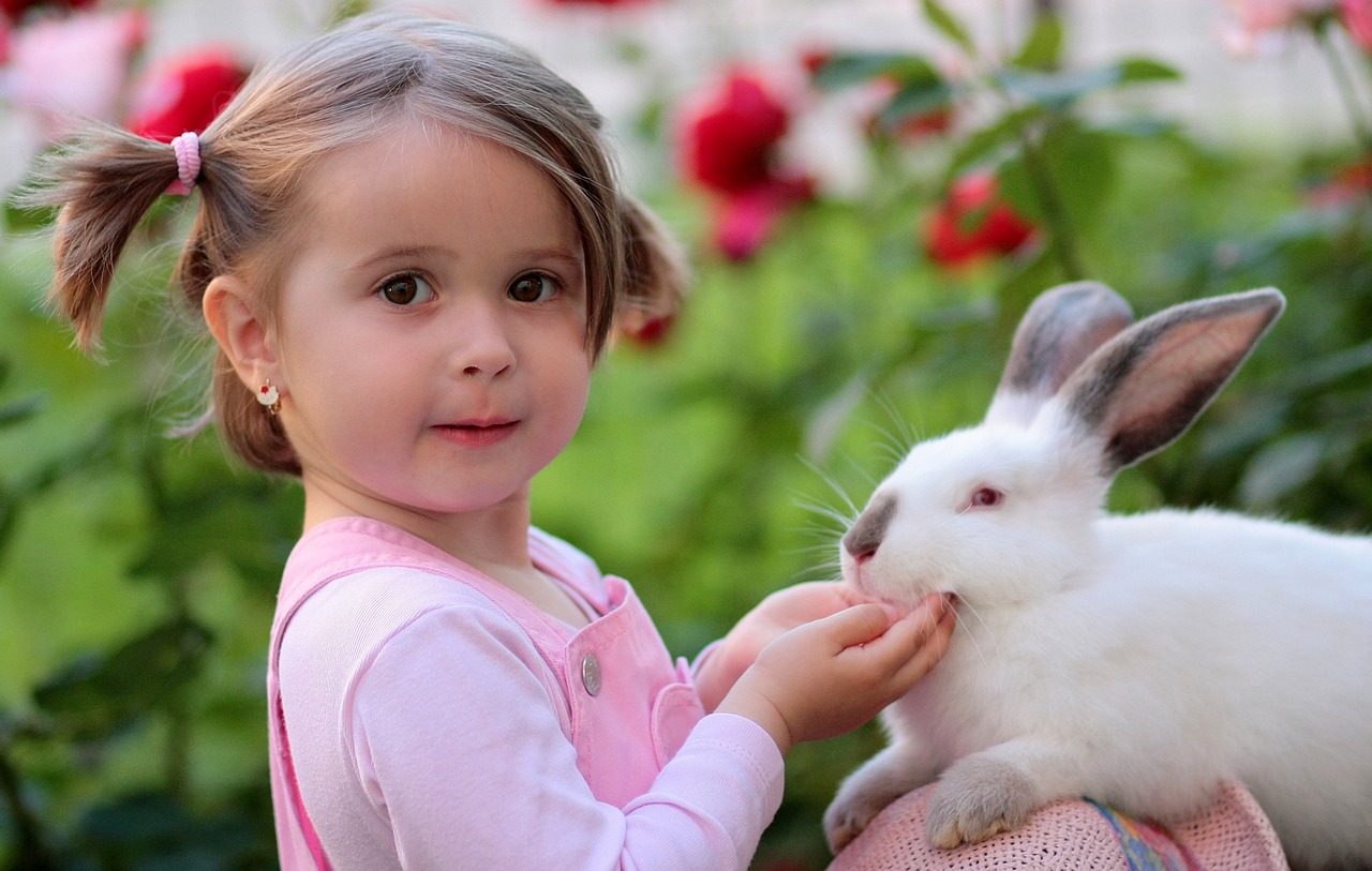 girl rabbit friendship free photo