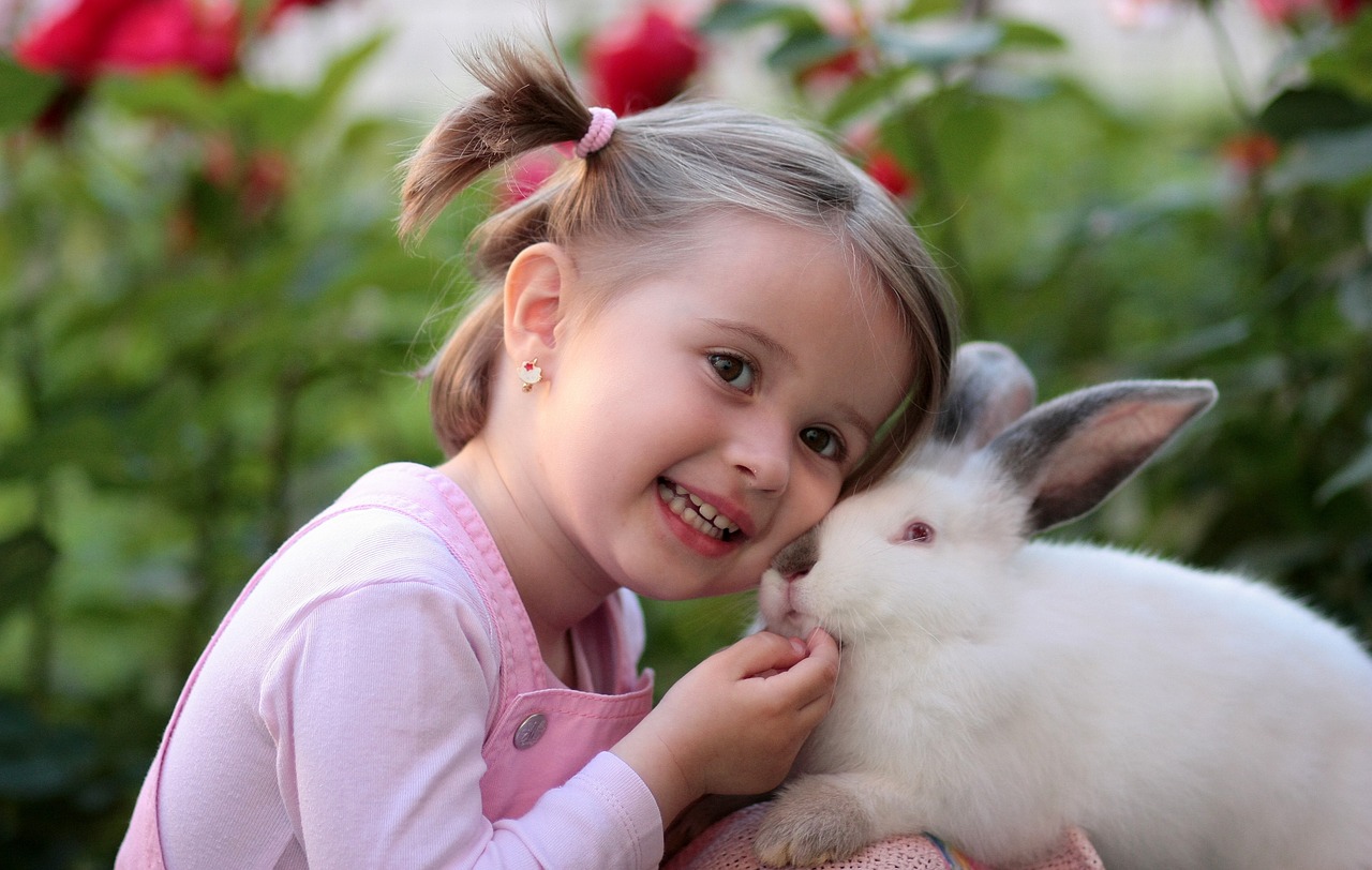 girl rabbit friendship free photo