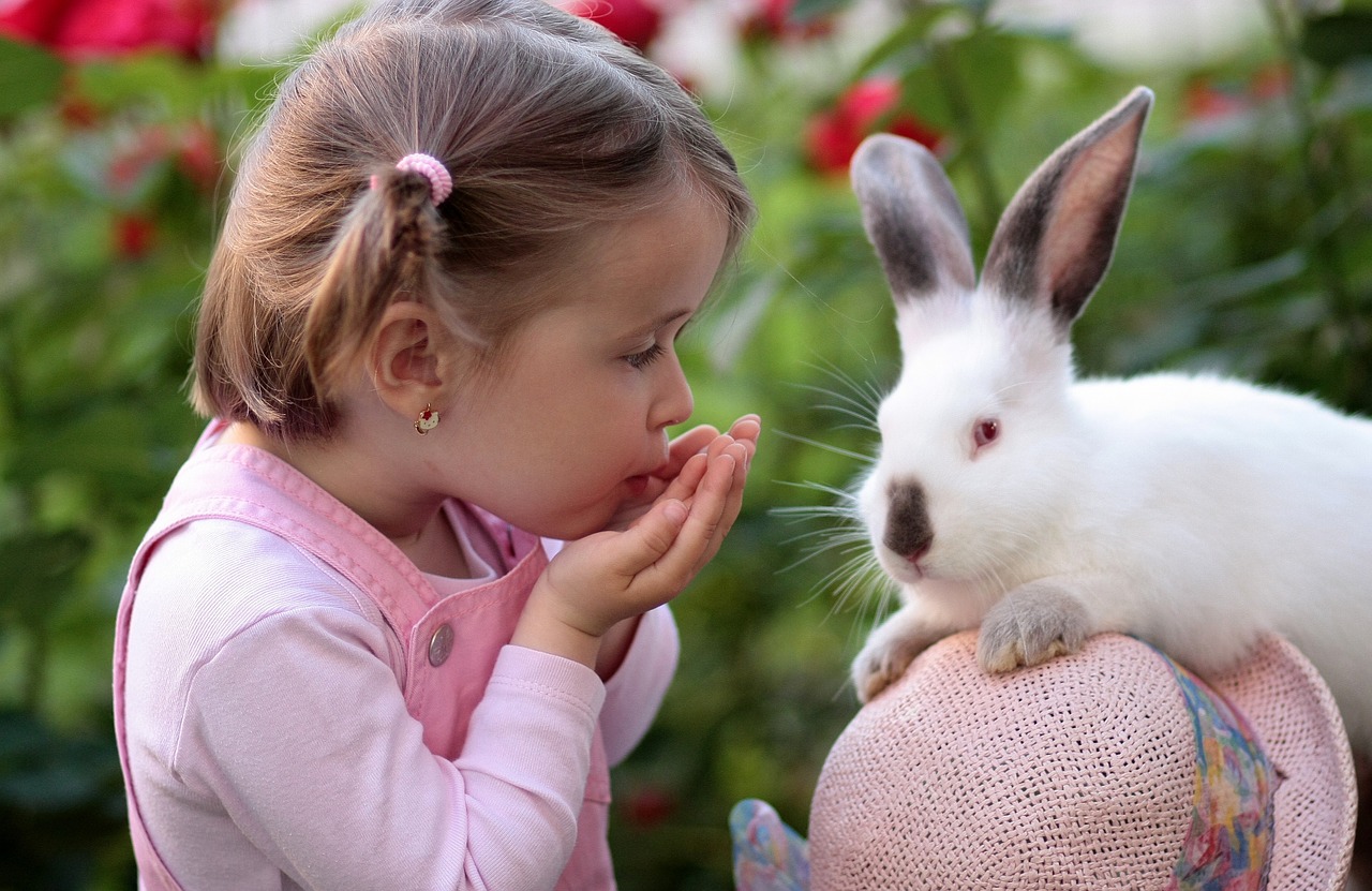 girl rabbit friendship free photo