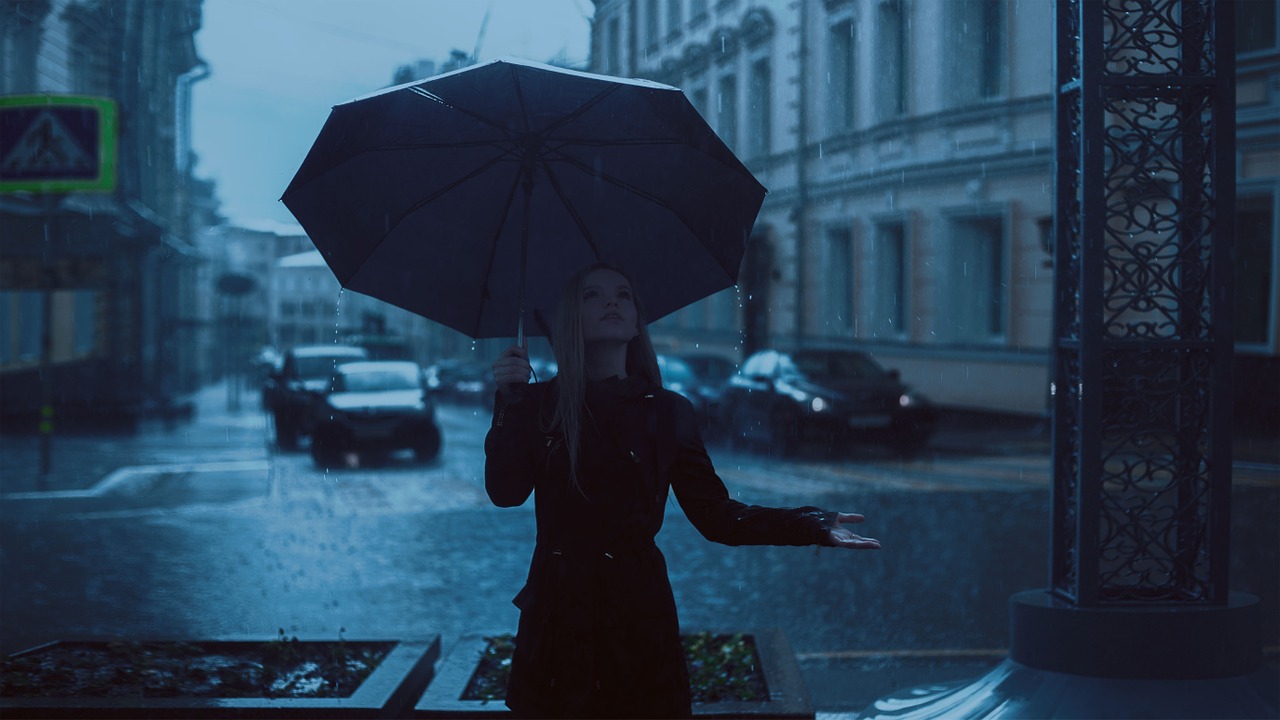 girl umbrella rain free photo