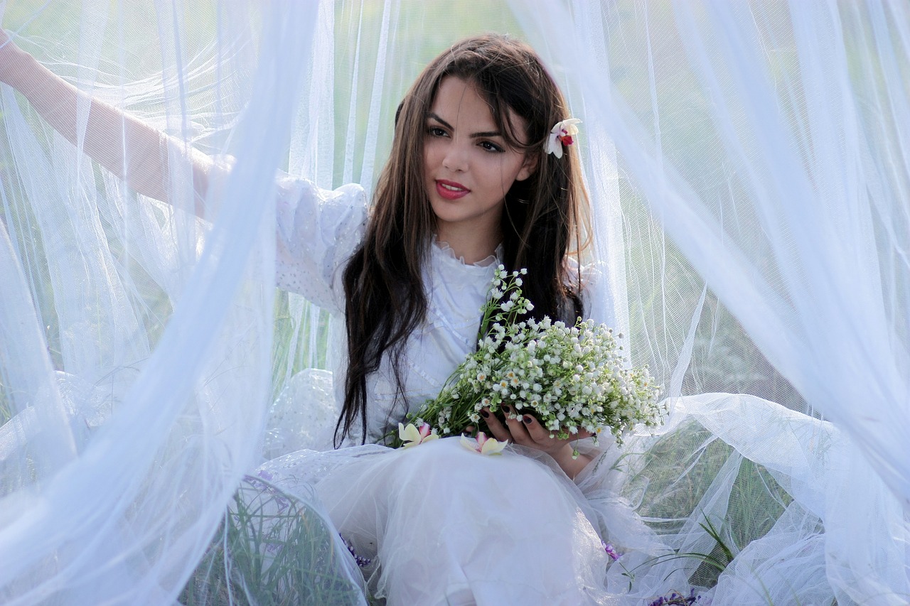 girl veil white free photo