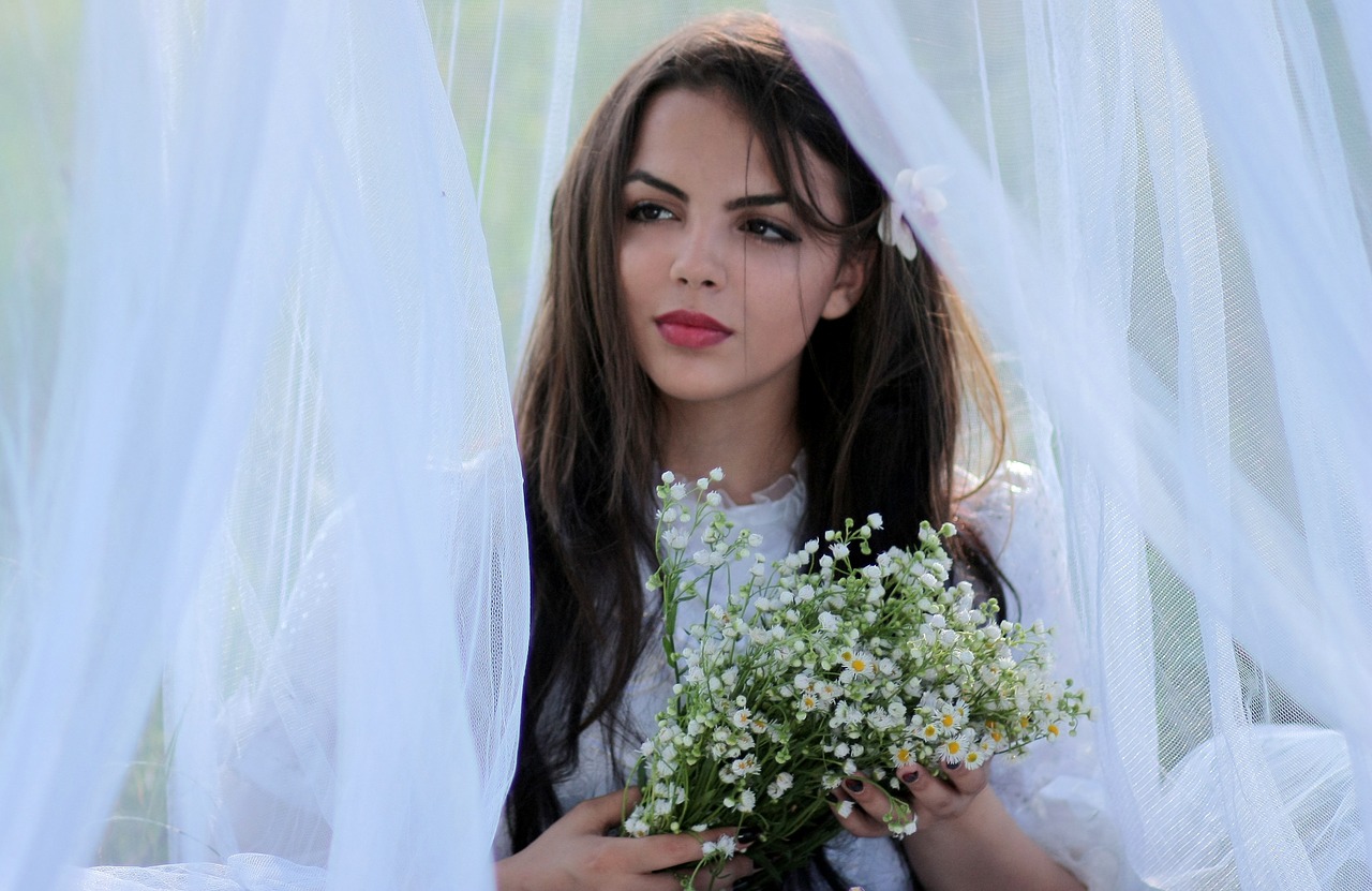 girl veil white free photo