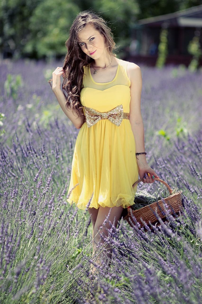 girl lavender flowers free photo