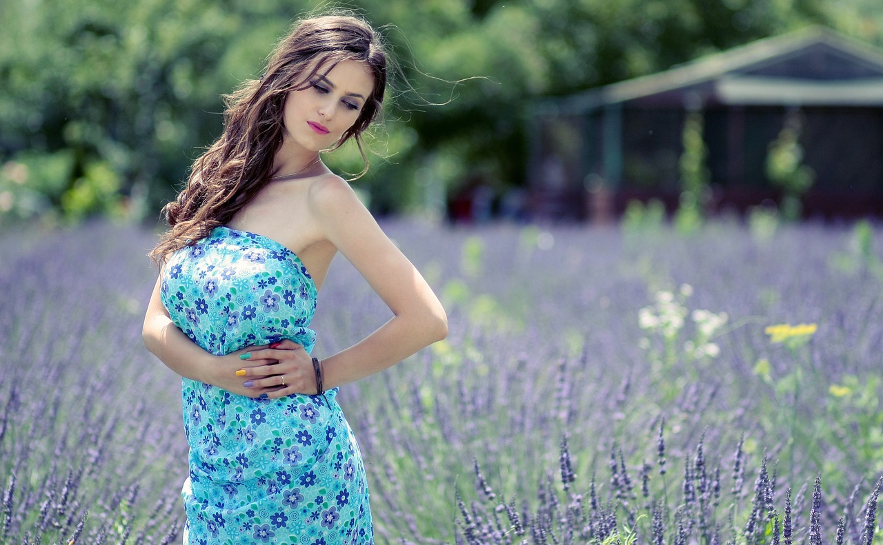 girl lavender flowers free photo