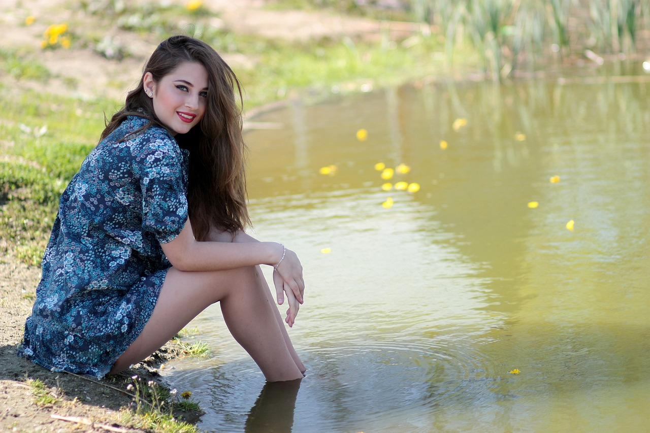 girl water flowers free photo