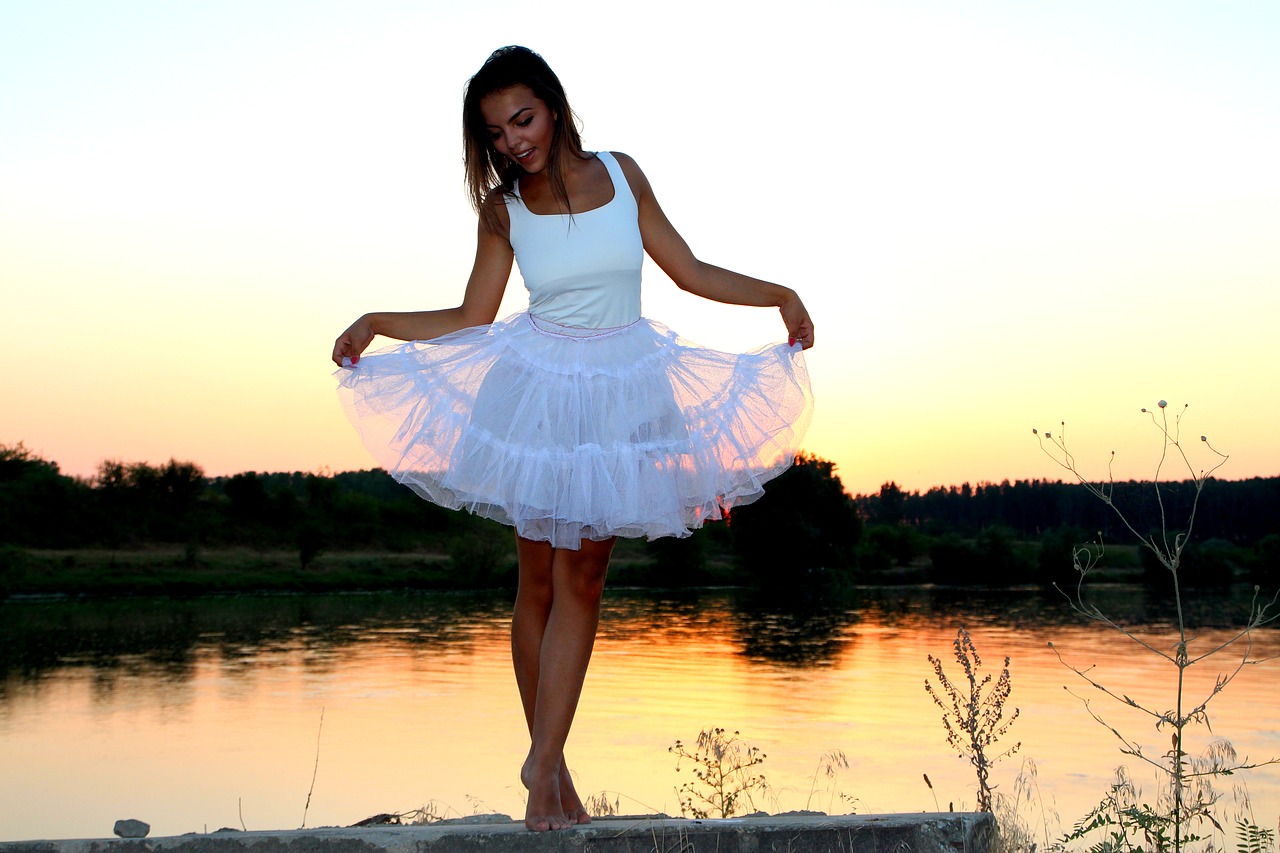 girl sunset lake free photo