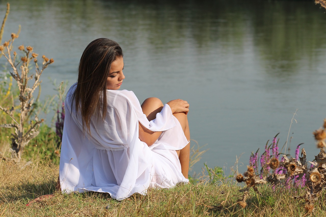 girl lake dress free photo