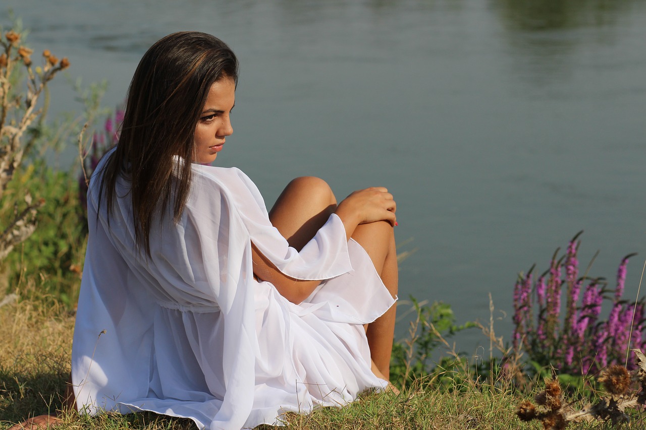 girl lake dress free photo