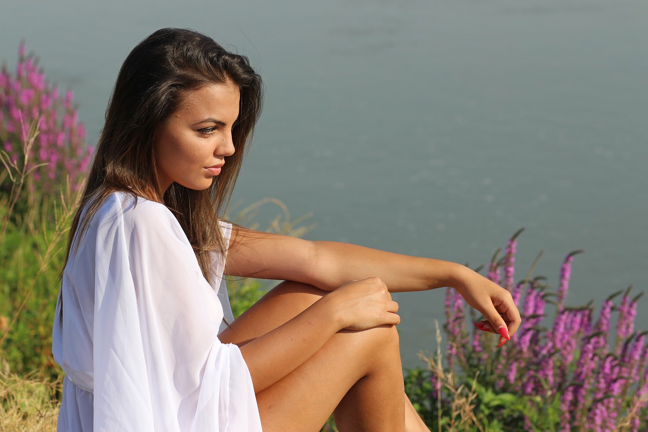 girl lake dress free photo