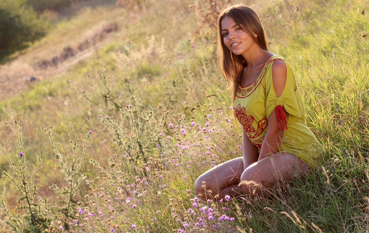 girl grass nature free photo