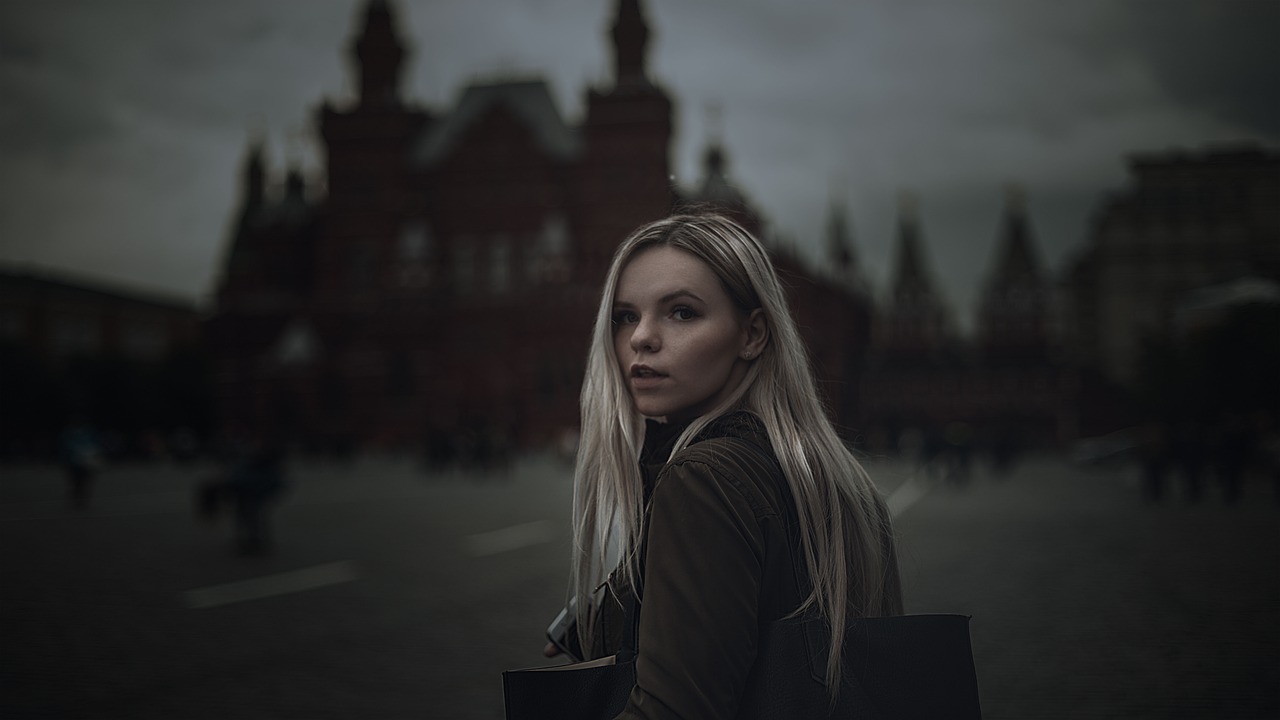 girl red square gloominess free photo