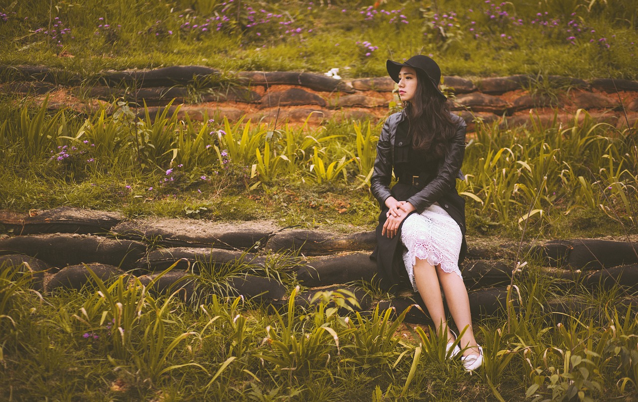 girl grassland autumn free photo