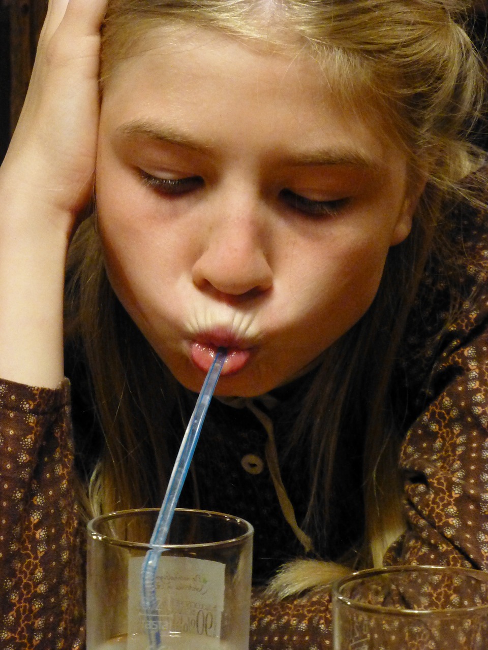 girl drink straw free photo