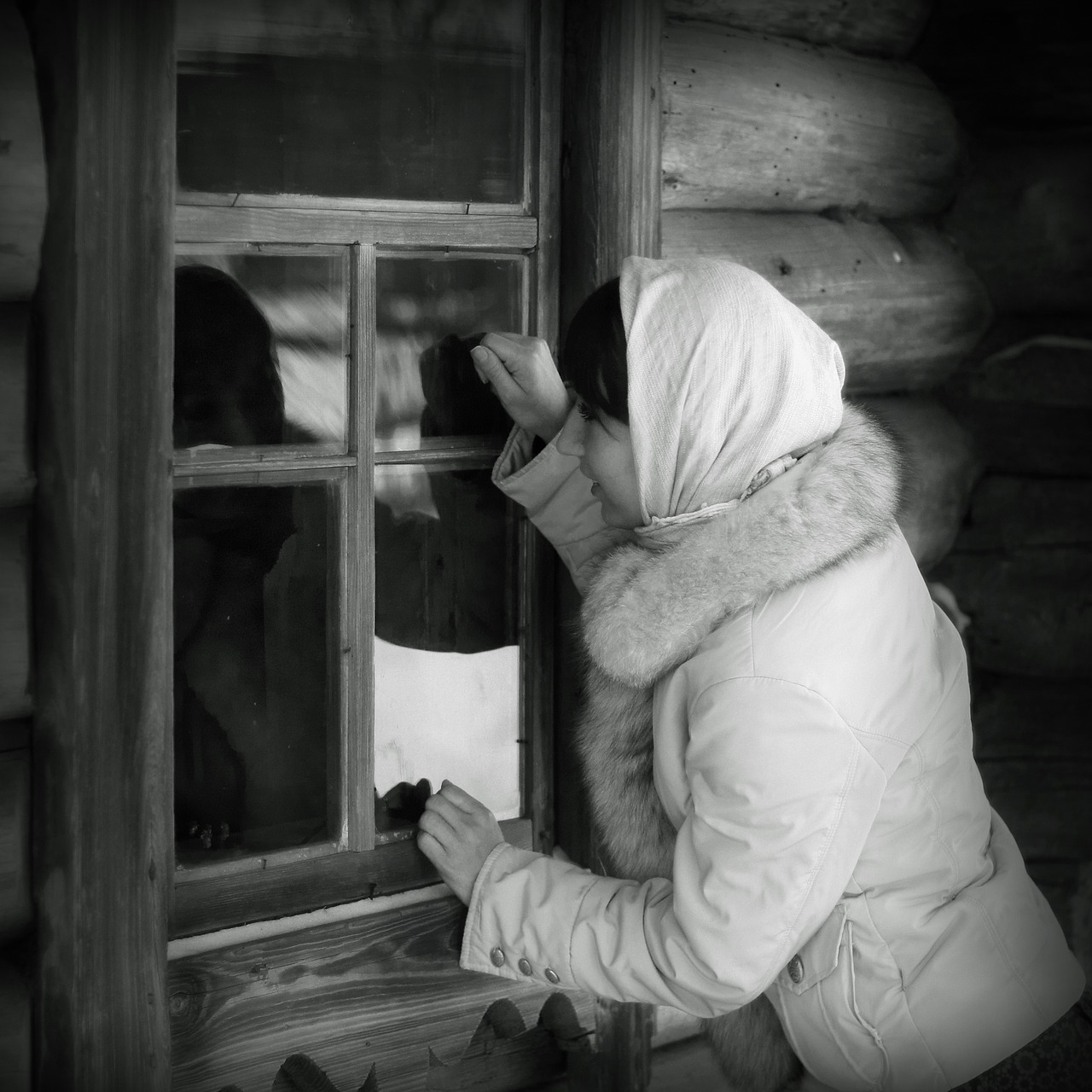 girl window winter free photo