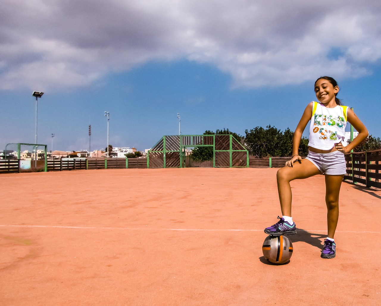 girl footballer posing free photo